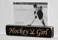 Hockey Girl Photo Frame: Laser Cut Wood, Sports Room Decor