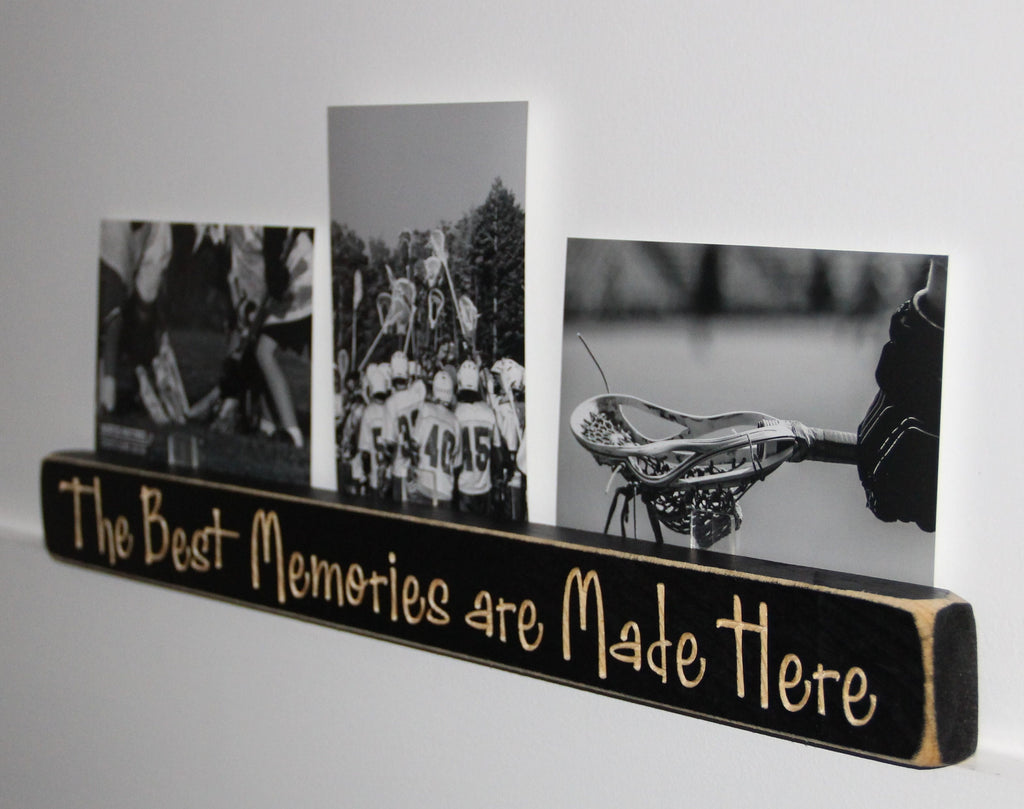 Hockey Photo Display Sign: Distressed Wood Frame, Sports Decor