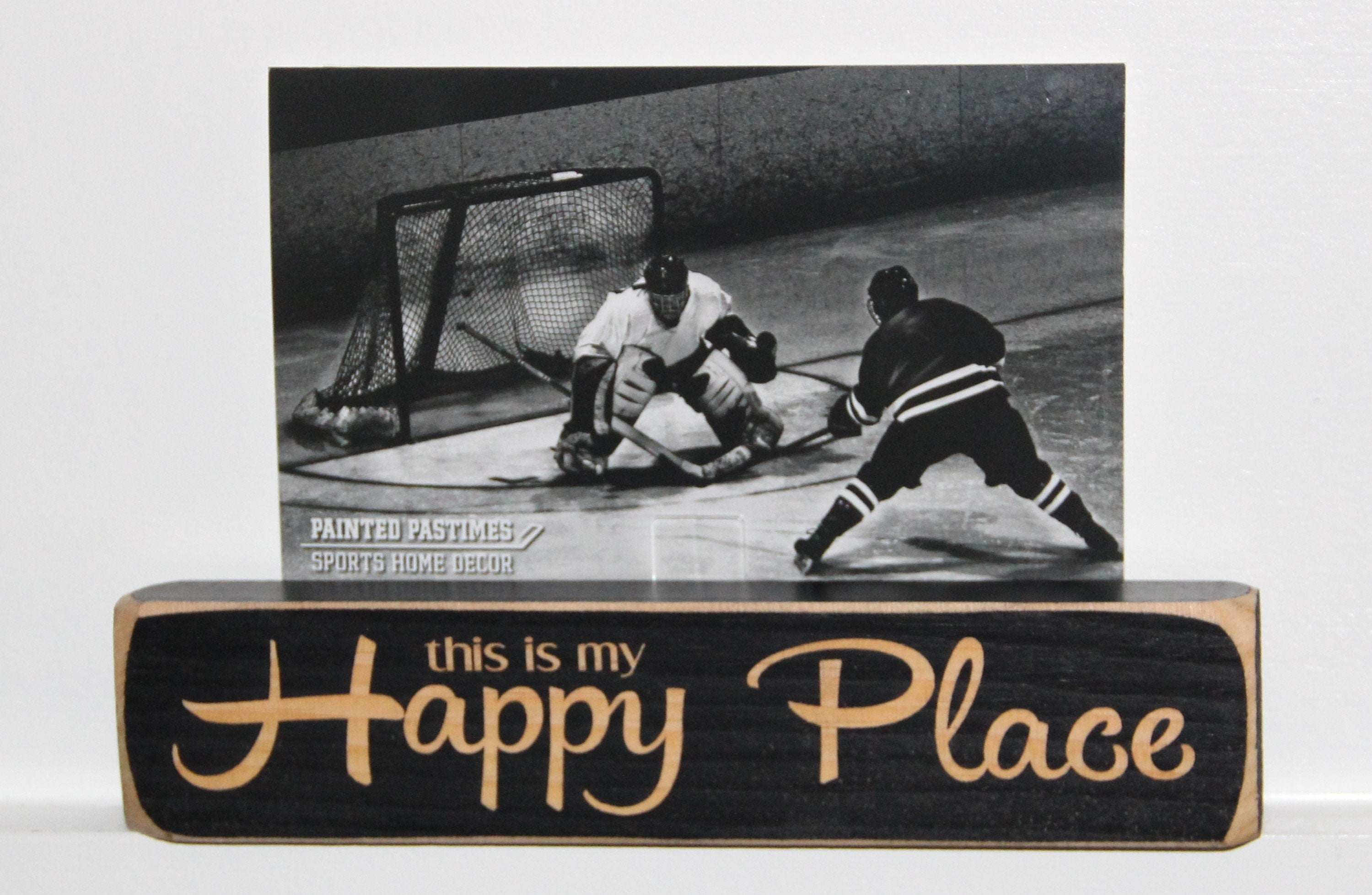Golf Photo Sign: "My Happy Place" Distressed Wood Decor
