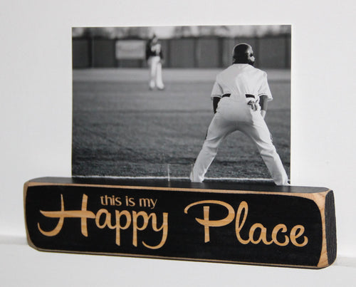 Baseball Photo Sign: "This is my HAPPY PLACE" Wood Decor