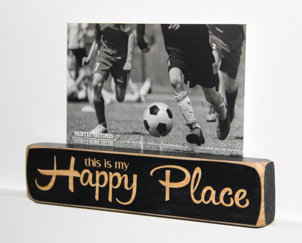 Baseball Photo Sign: "This is my HAPPY PLACE" Wood Decor