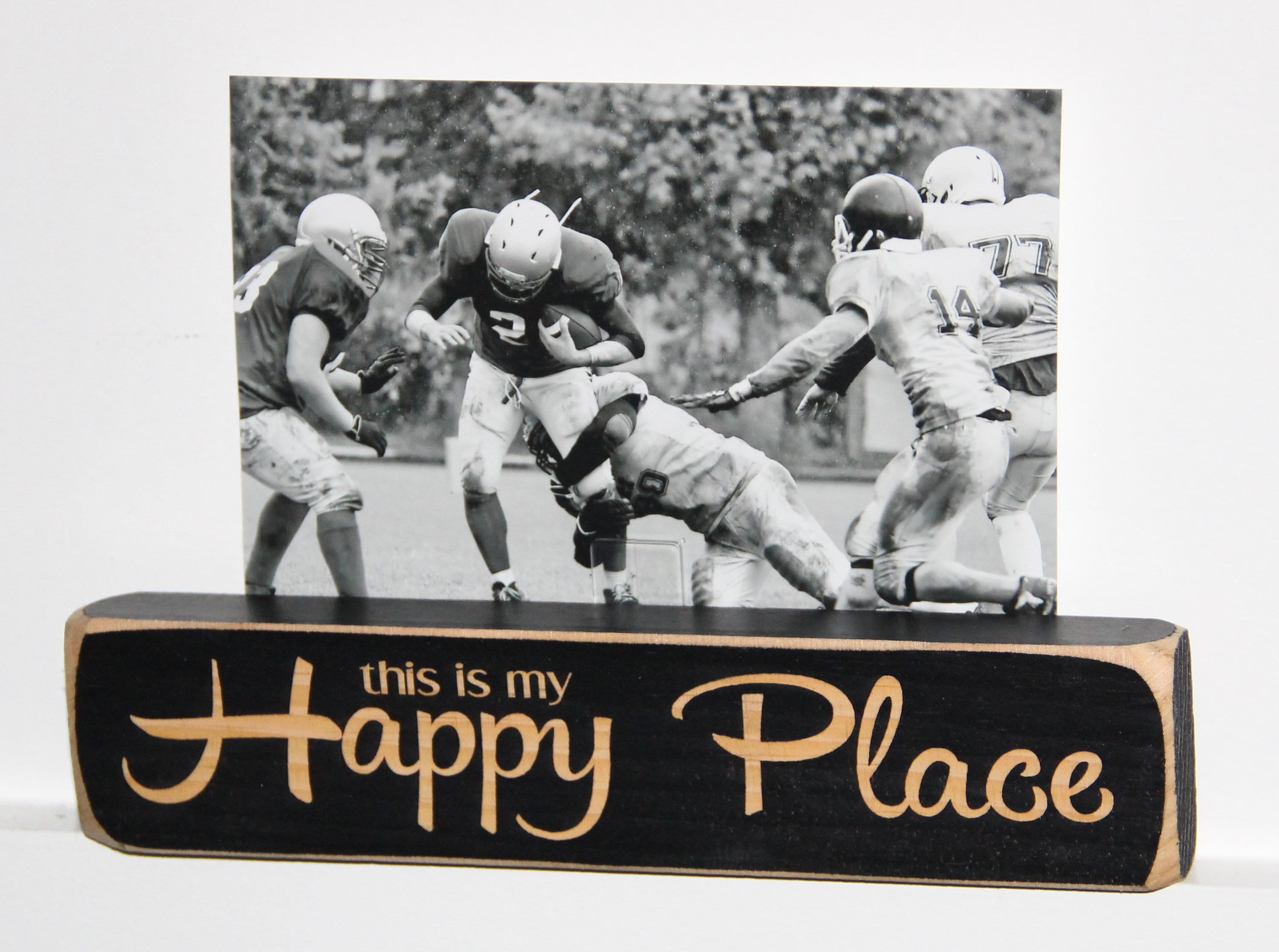 Soccer Photo Sign: "Happy Place" Distressed Wood Decor