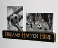 Soccer Photo Display: Distressed Wood Sign, "Dreams Happen Here"