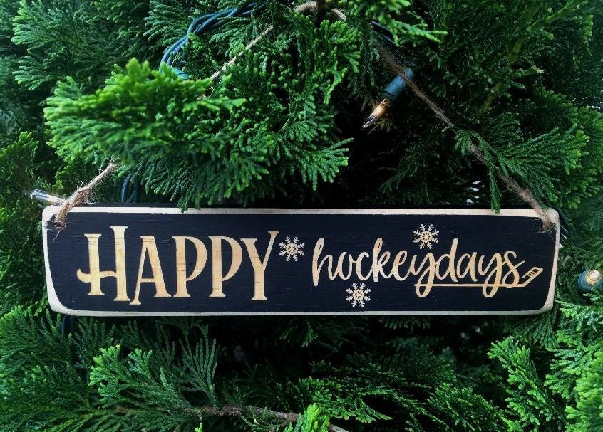 Hockey Christmas Ornament, Wood Sign for Coach, Team Mom