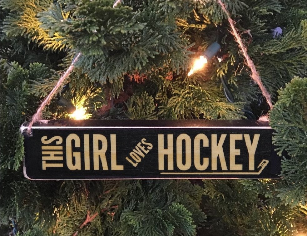 Hockey Girl Ornament, Wood Sign, Girl's Room Decor