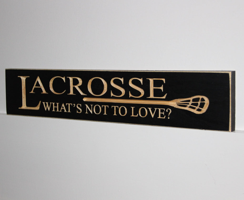 Lacrosse Sign: Wood, Black, Coach Gift, Player Room Decor