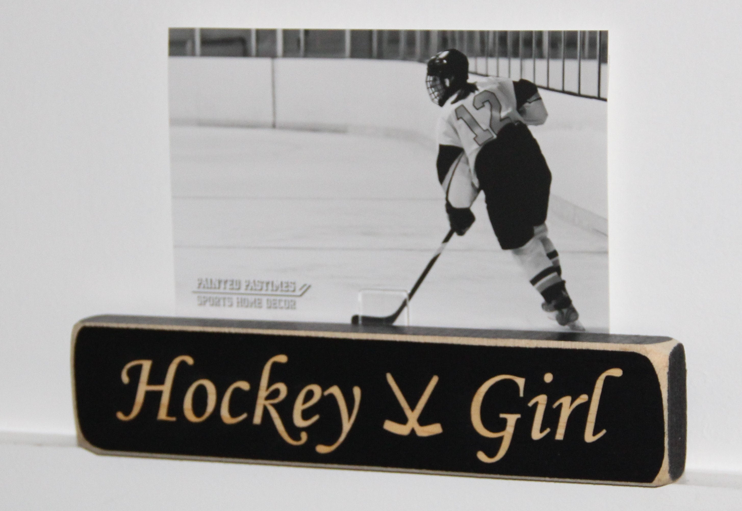 Hockey Girl Wood Sign: Distressed Hockey Bedroom Decor
