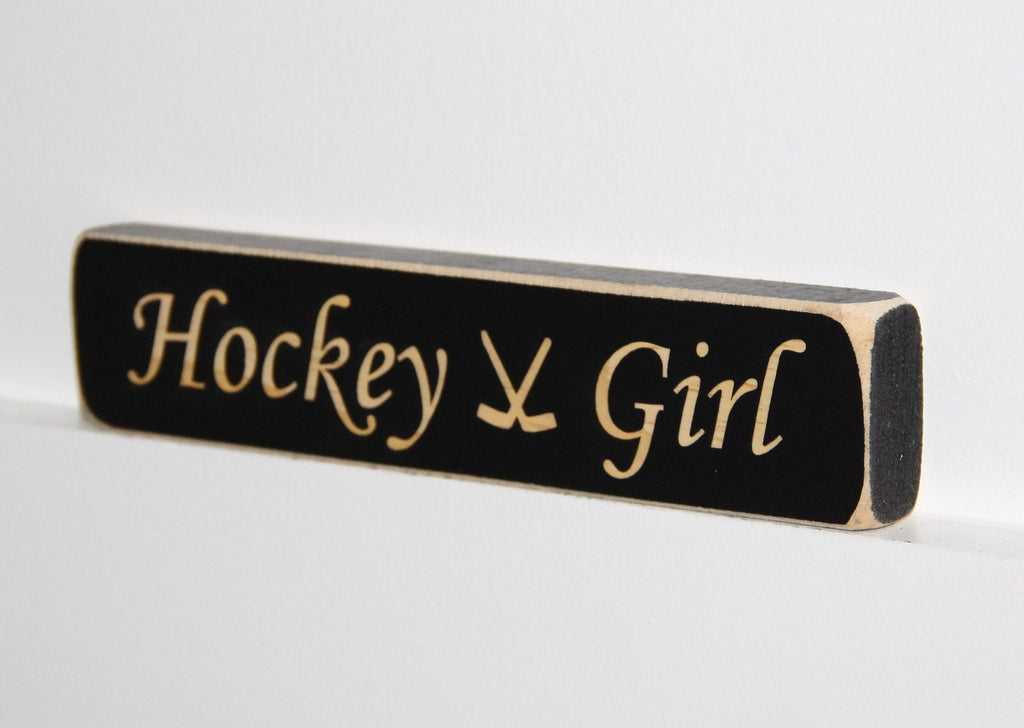 Hockey Girl Wood Sign: Distressed Hockey Bedroom Decor