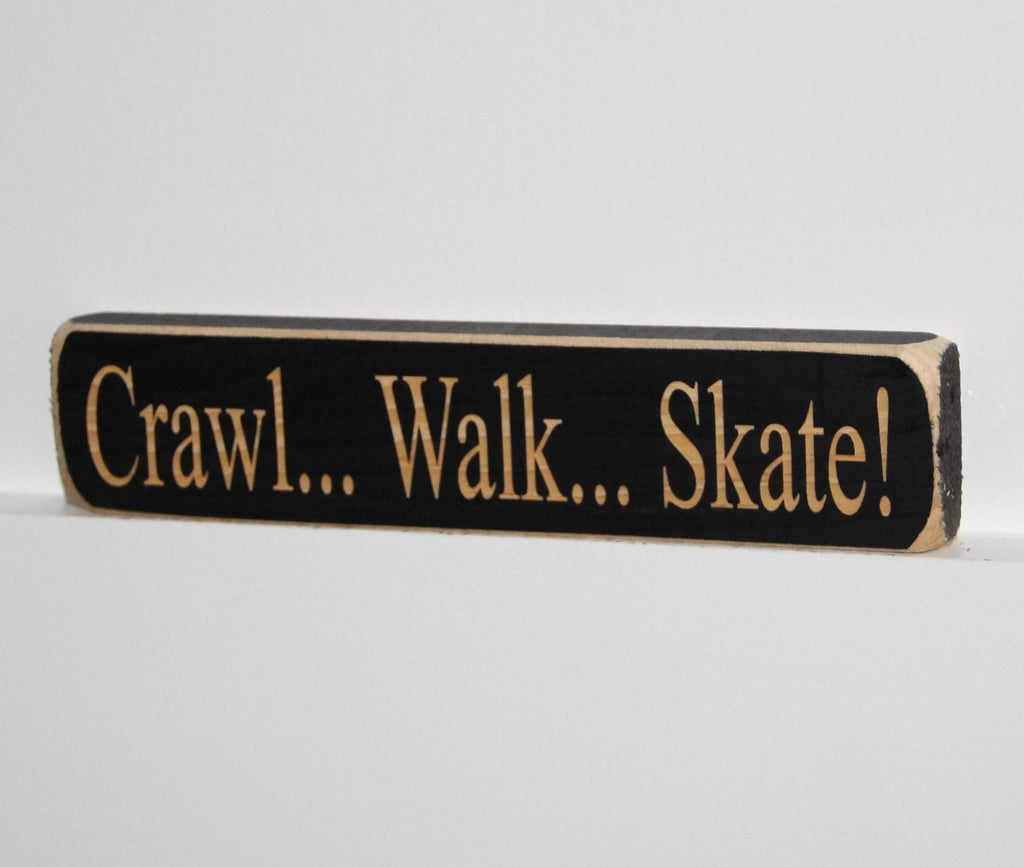 Crawl Walk Skate Hockey Ornament: Laser Cut Wood, Sports Decor