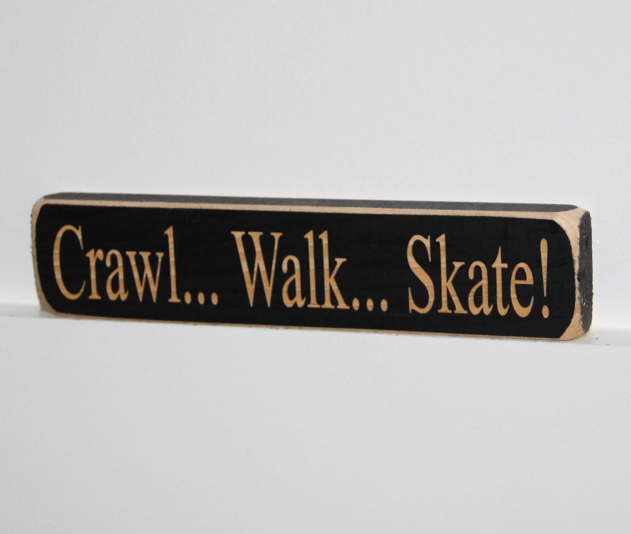 Crawl Walk Skate Hockey Ornament: Laser Cut Wood, Sports Decor