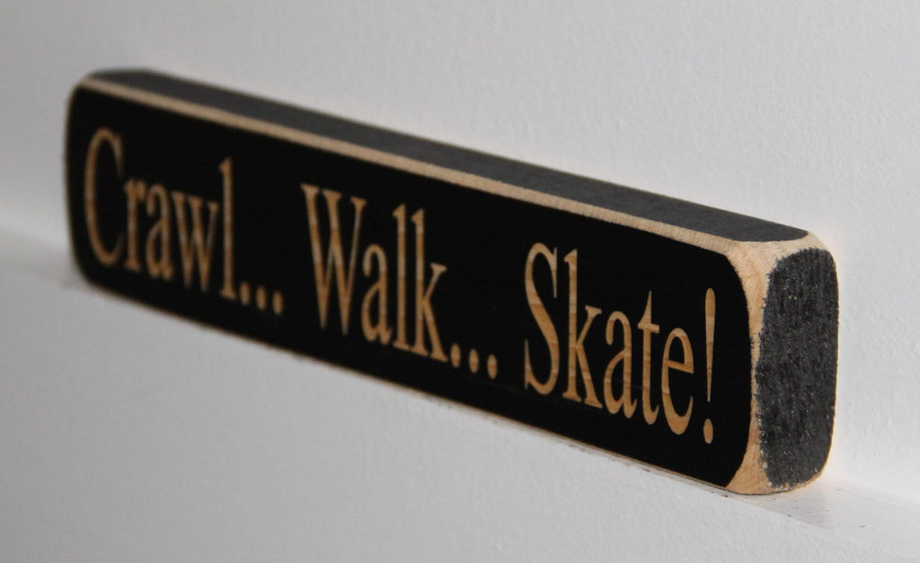 Crawl Walk Skate Hockey Ornament: Laser Cut Wood, Sports Decor