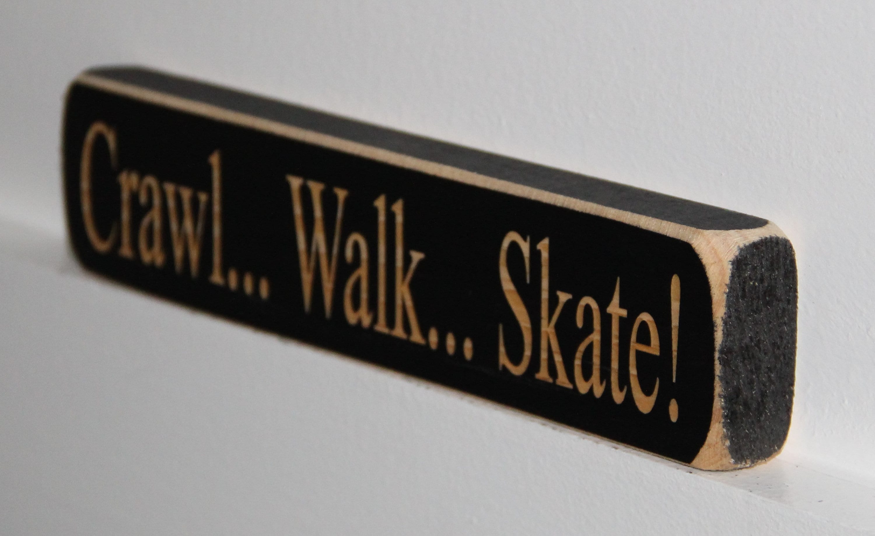 Crawl Walk Skate Hockey Ornament: Laser Cut Wood, Sports Decor