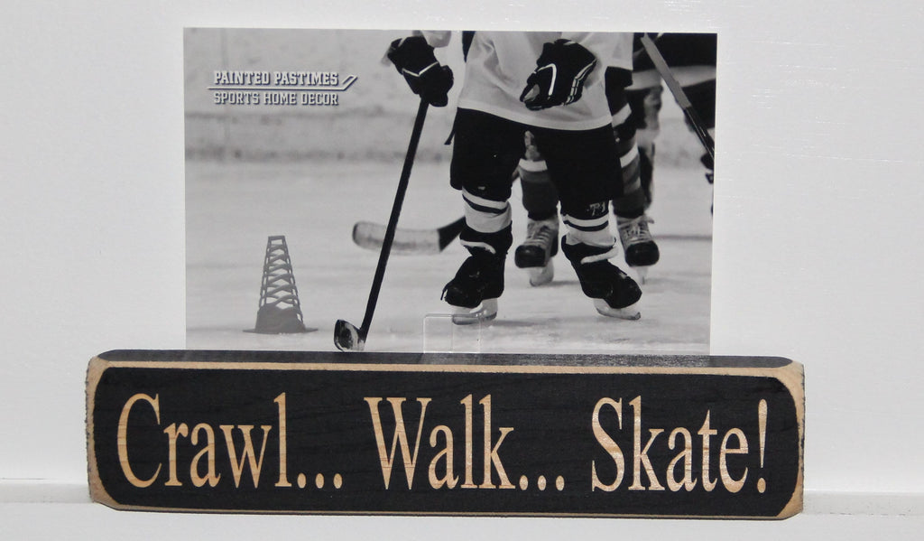 Crawl Walk Skate Hockey Ornament: Laser Cut Wood, Sports Decor