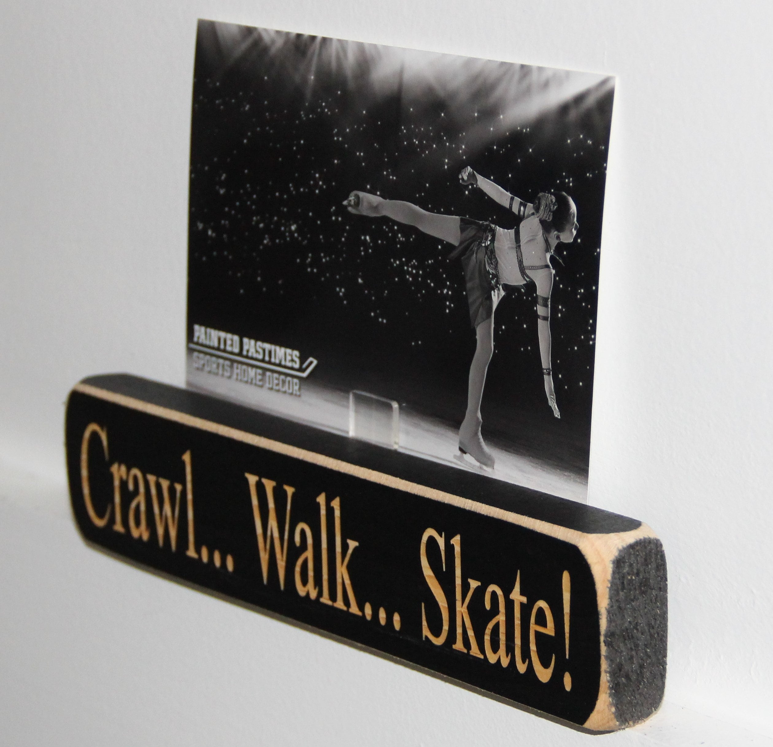 Crawl Walk Skate Hockey Ornament: Laser Cut Wood, Sports Decor