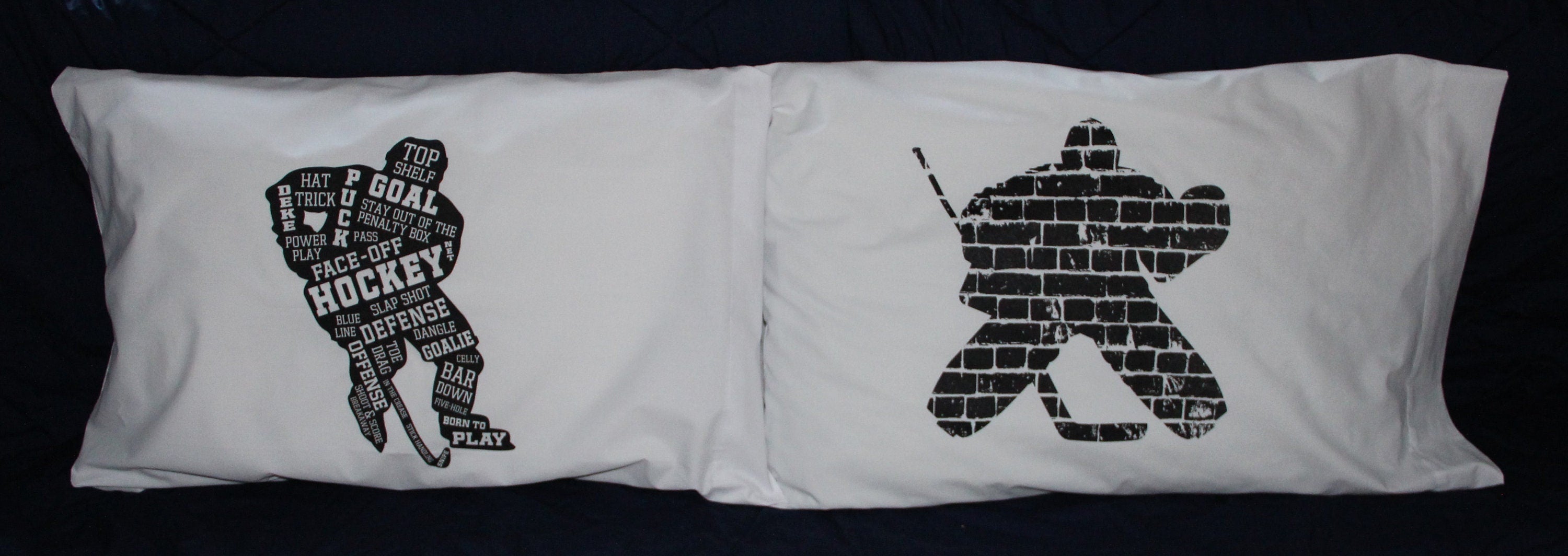 Glow in the Dark Hockey Goalie Pillowcase: Brick Wall Design