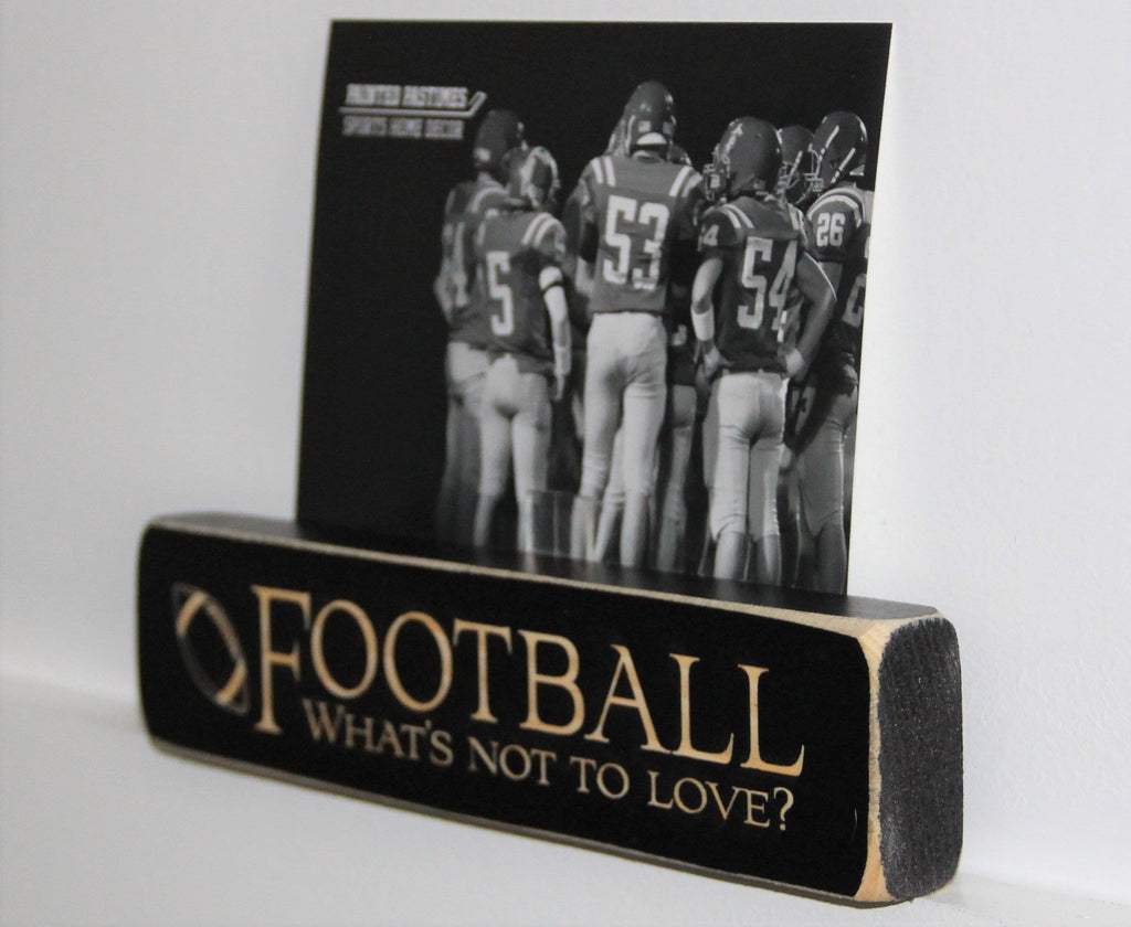 Distressed Wood Football Photo Frame: Gift for Player or Coach