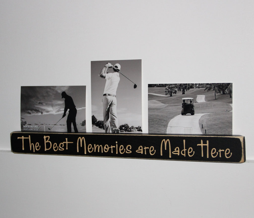 Hockey Photo Display Sign: Distressed Wood Frame, Sports Decor