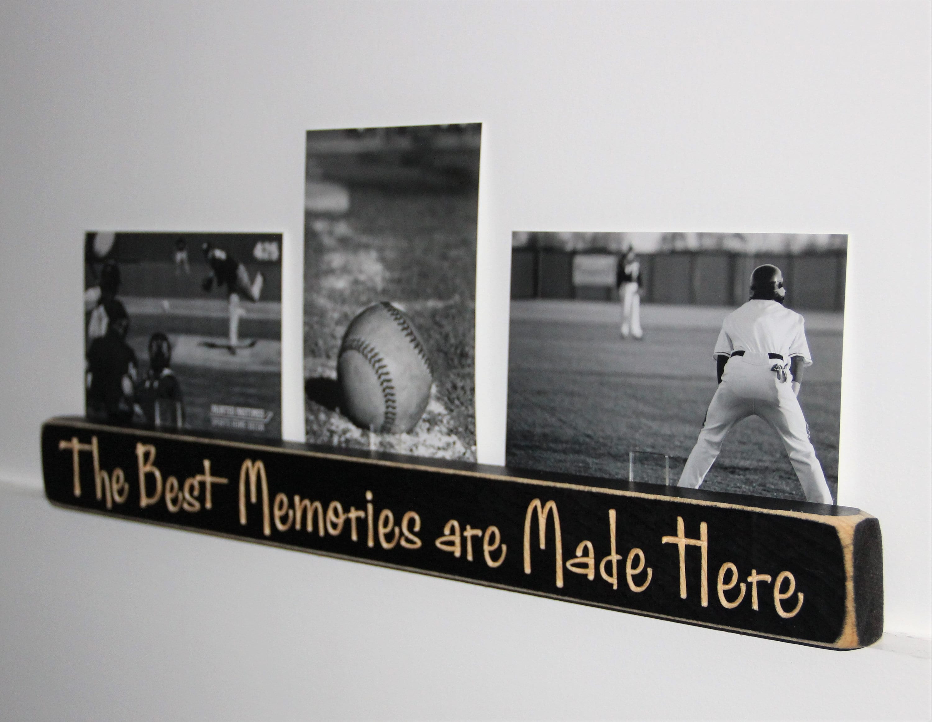 Hockey Photo Display Sign: Distressed Wood Frame, Sports Decor