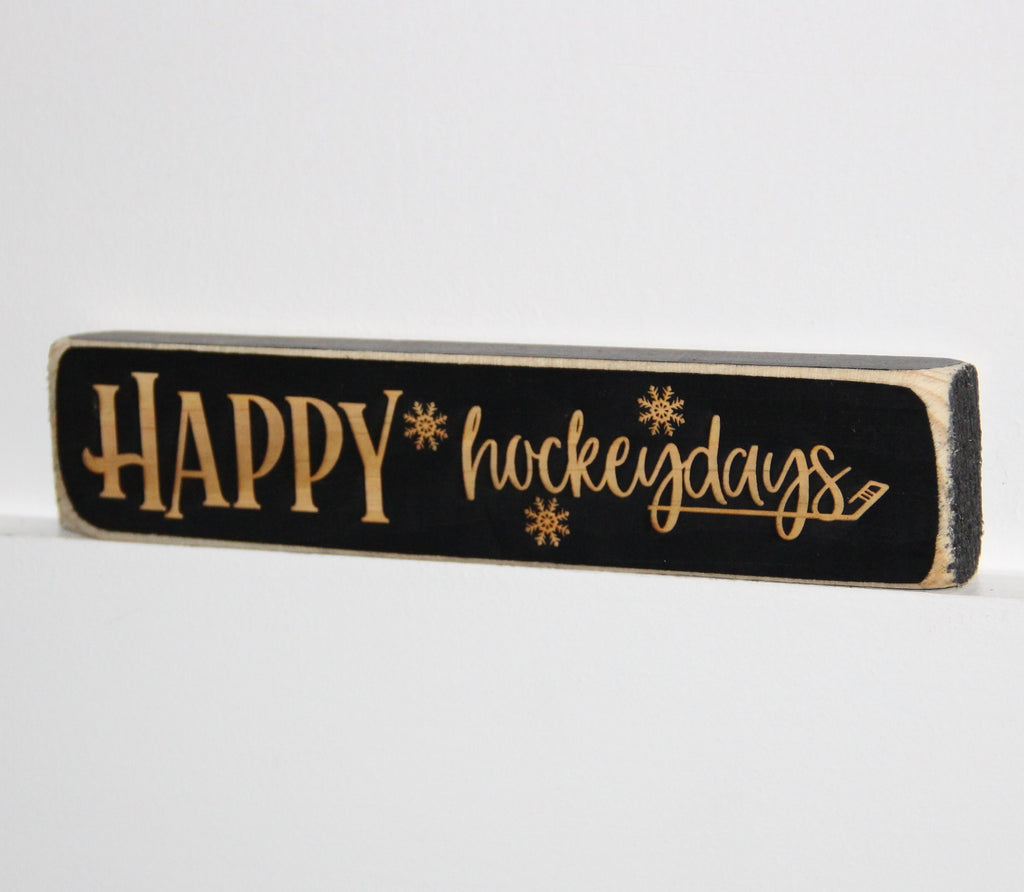 Happy Hockeydays Wood Sign: Hockey Christmas Decor