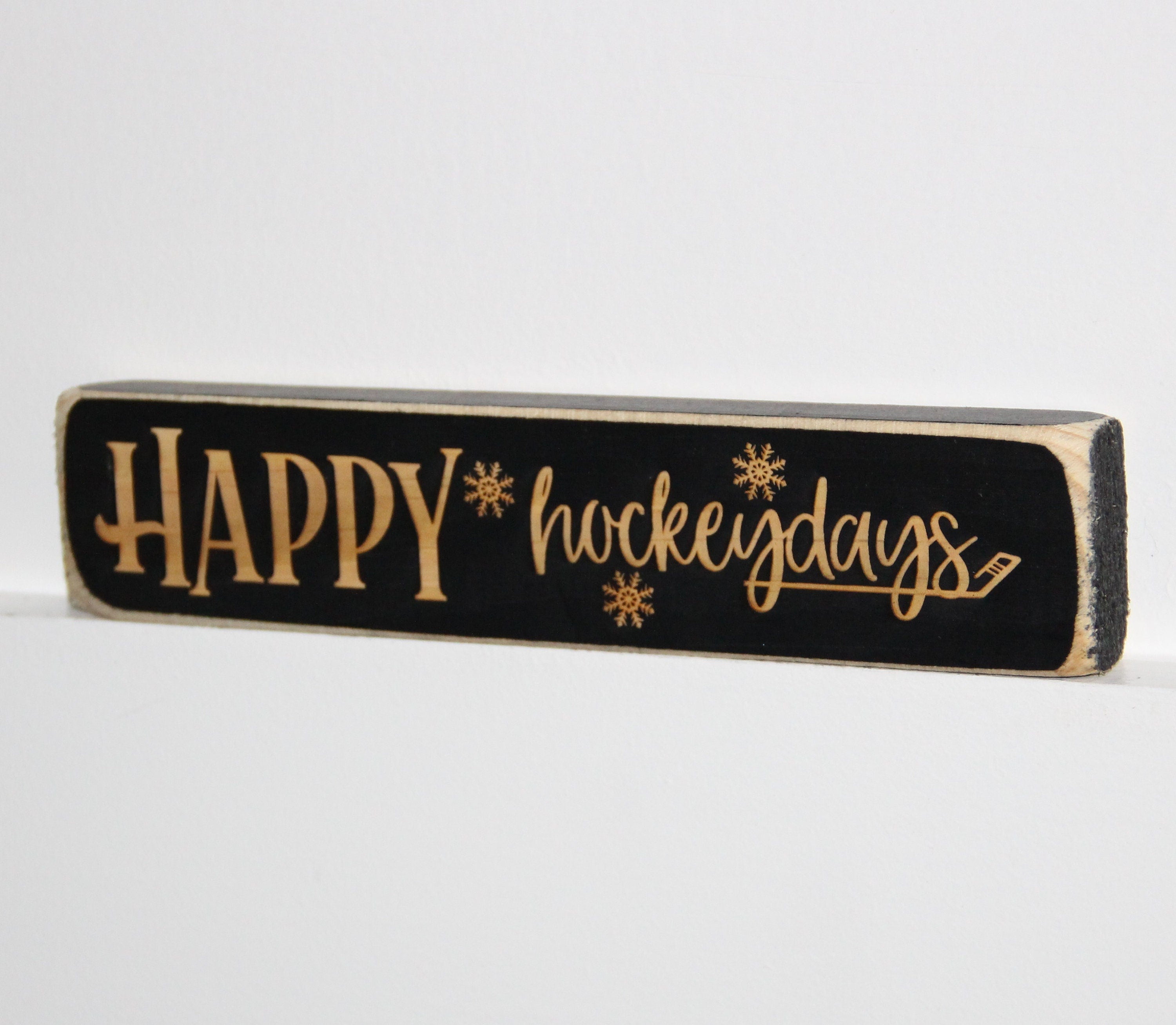 Happy Hockeydays Wood Sign: Hockey Christmas Decor