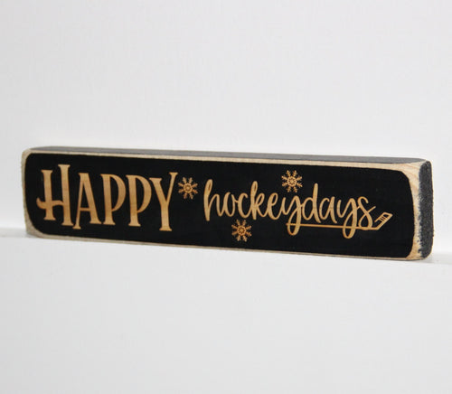 Happy Hockeydays Wood Sign: Hockey Christmas Decor