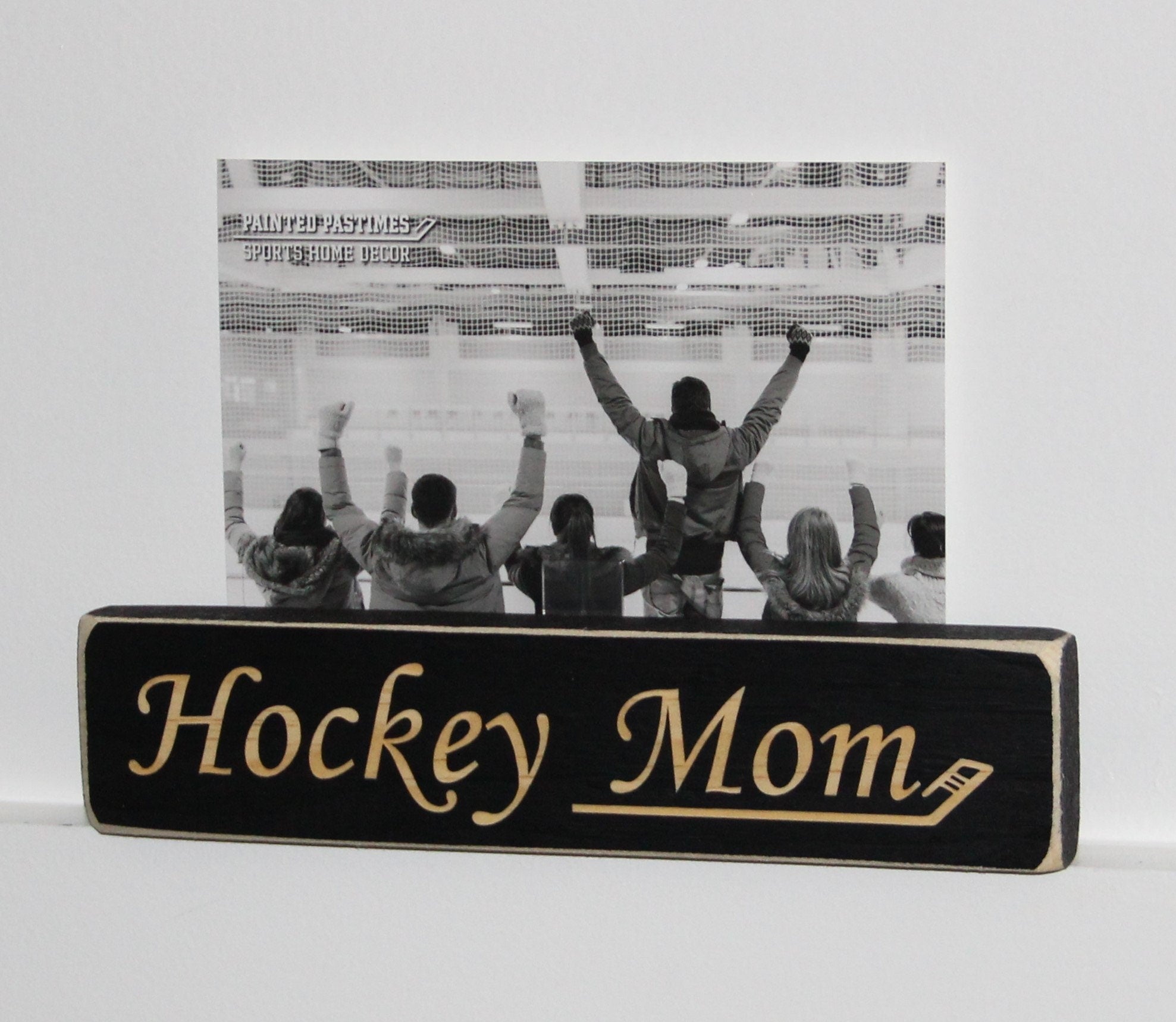 Hockey Mom Ornament: Laser Cut Distressed Wood Sign