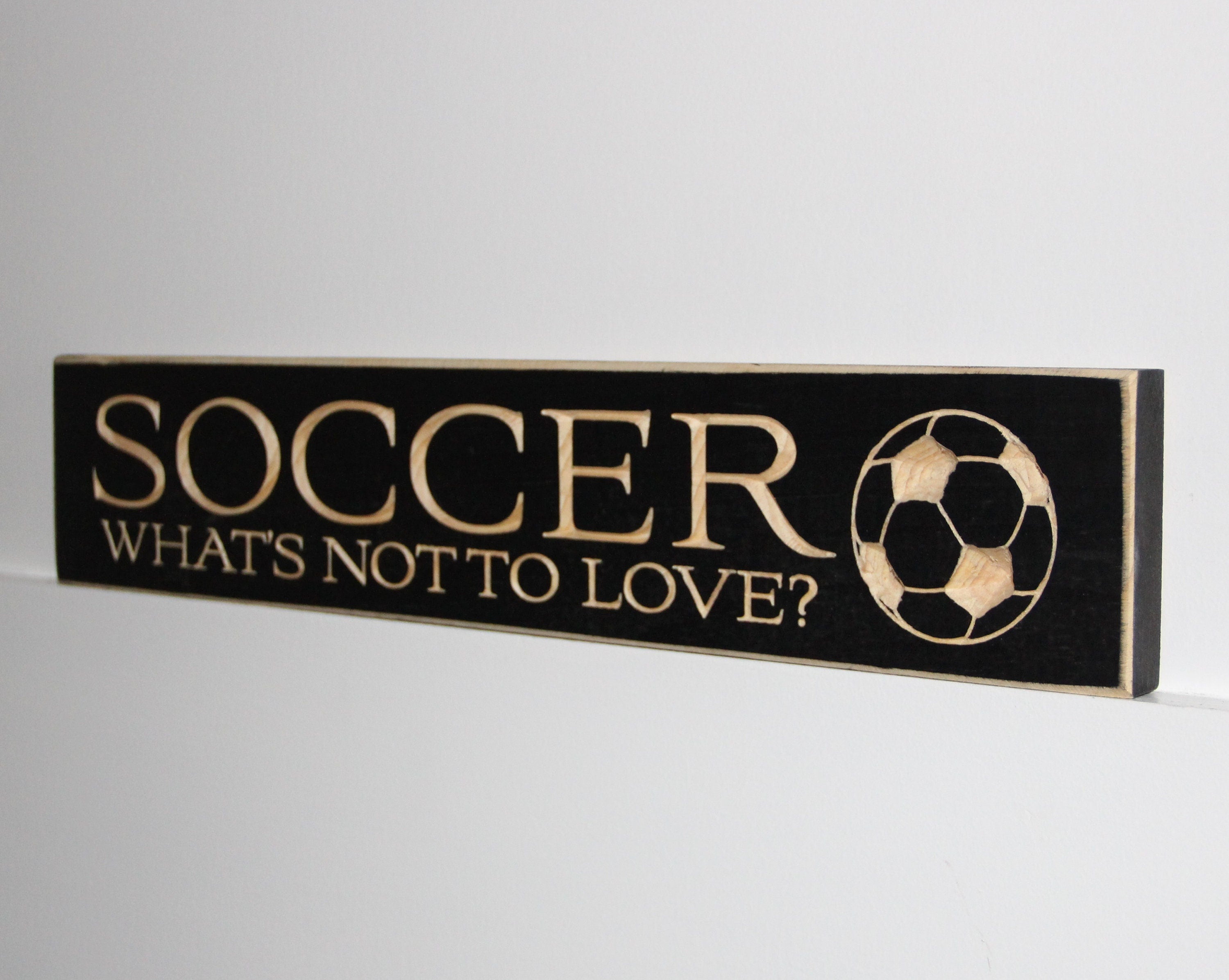 Soccer Sign, Black Wood, Player Wall Decor