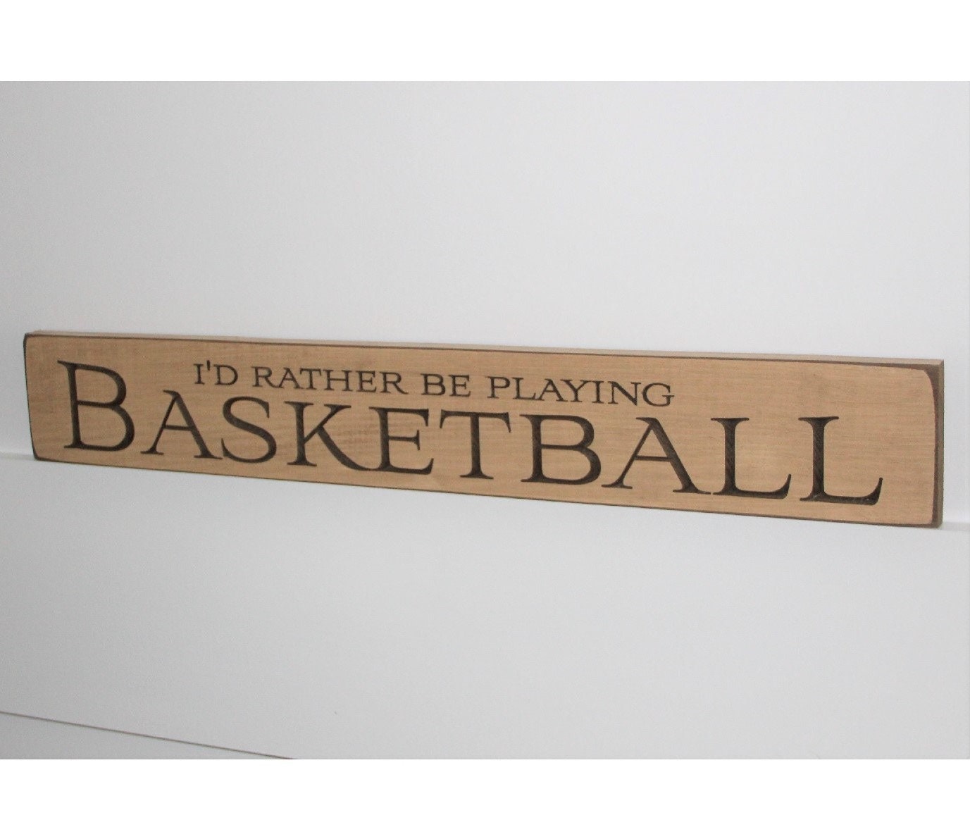 Basketball Photo Display Sign: Antiqued Cream Wood, Sports Room Decor