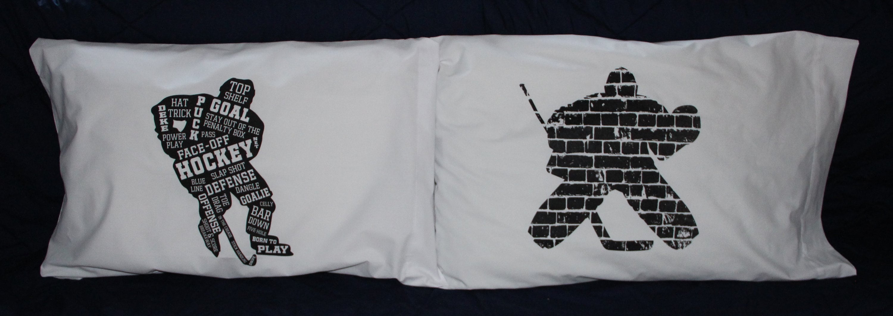 Hockey Goalie Pillowcase: Brick Wall Design, Sports Bedroom Decor