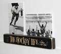 Hockey Mom Photo Display: Distressed Wood Hockey Gift