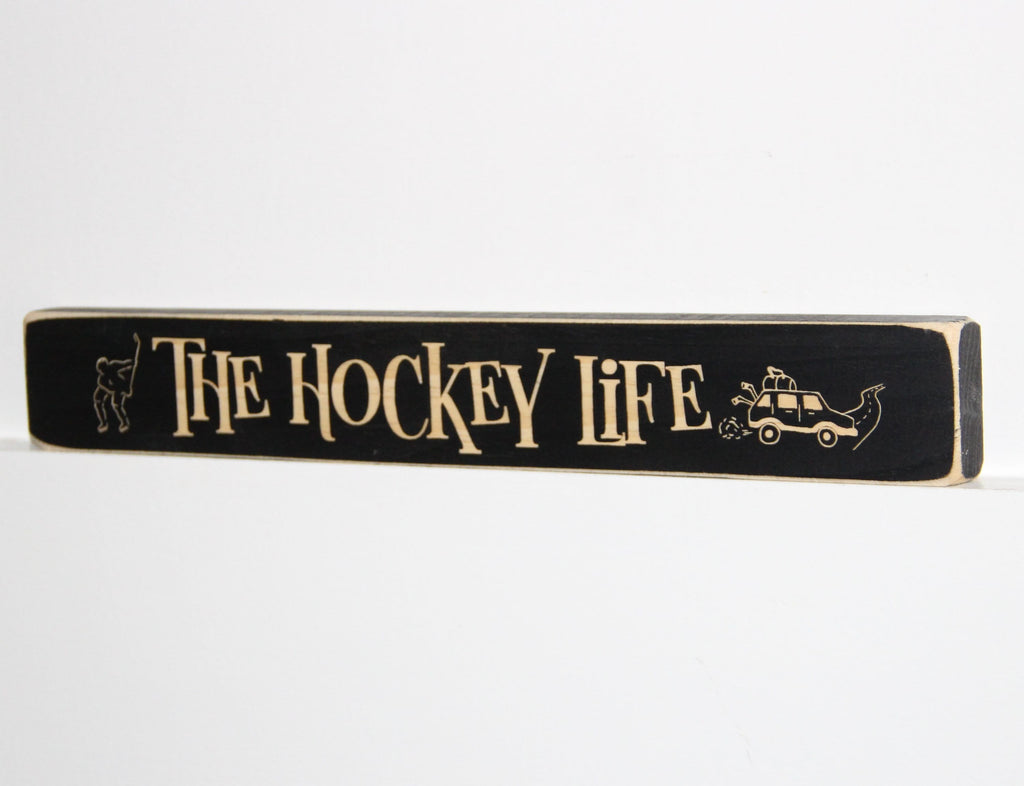 Hockey Mom Photo Display: Distressed Wood Hockey Gift