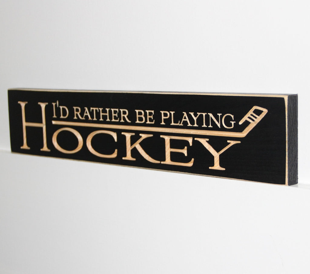 Hockey Photo Display: Distressed Wood Hockey Decor