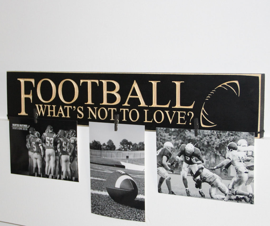Football Sign: Coach Gift, Sports Home Decor, Black Distressed Wood
