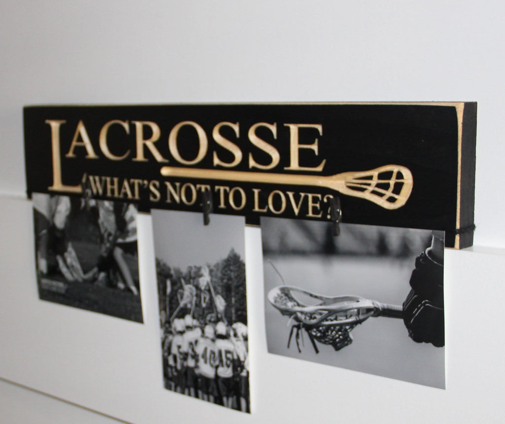 Lacrosse Sign: Wood, Black, Coach Gift, Player Room Decor