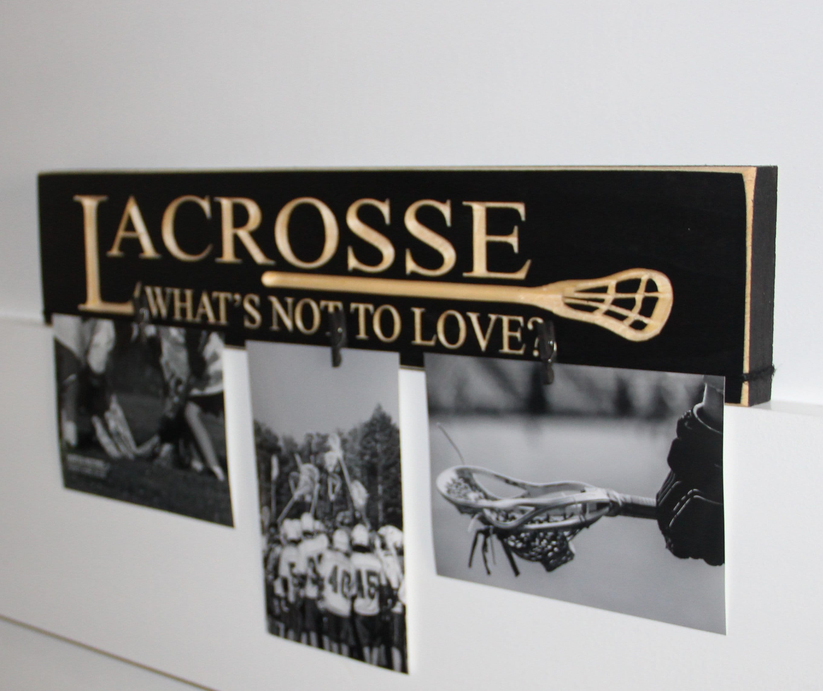 Lacrosse Sign: Wood, Black, Coach Gift, Player Room Decor