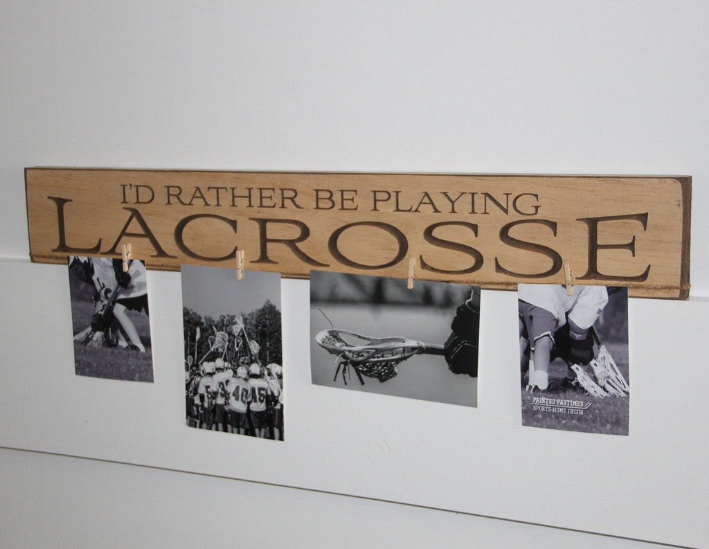 Lacrosse Photo Display Sign: Cream Carved Wood, Lacrosse Room Decor
