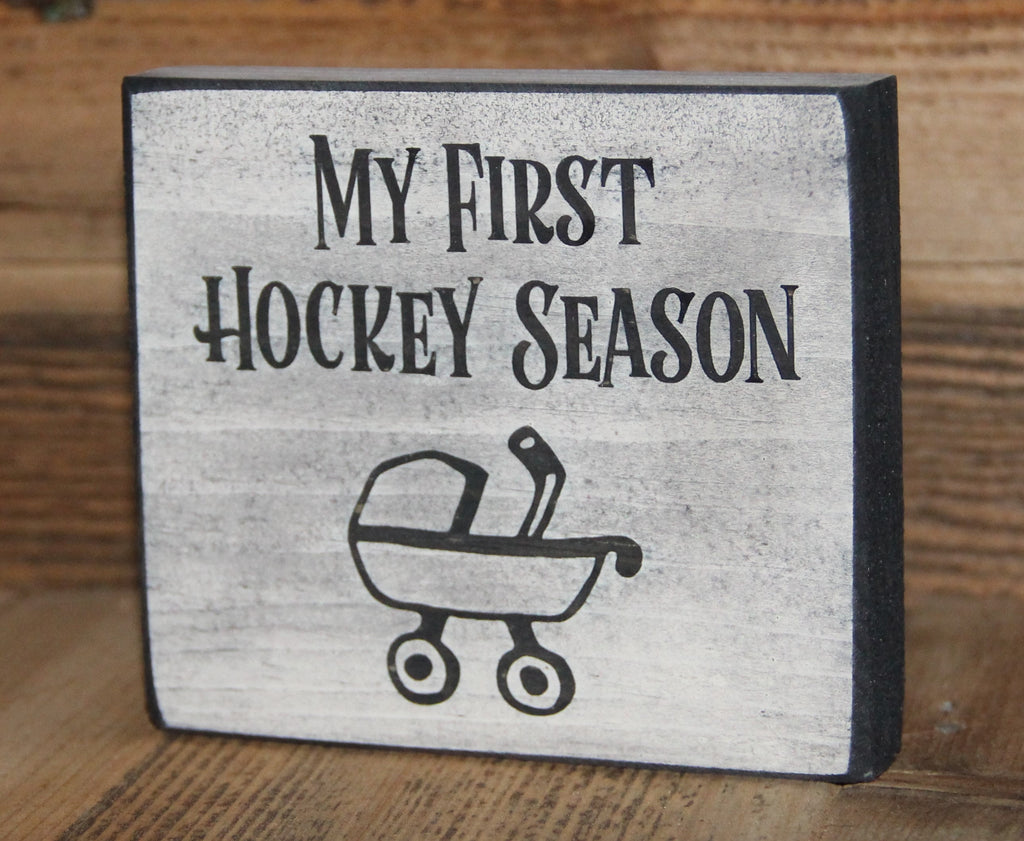 Hockey Baby Sign, Distressed Wood Nursery Decor