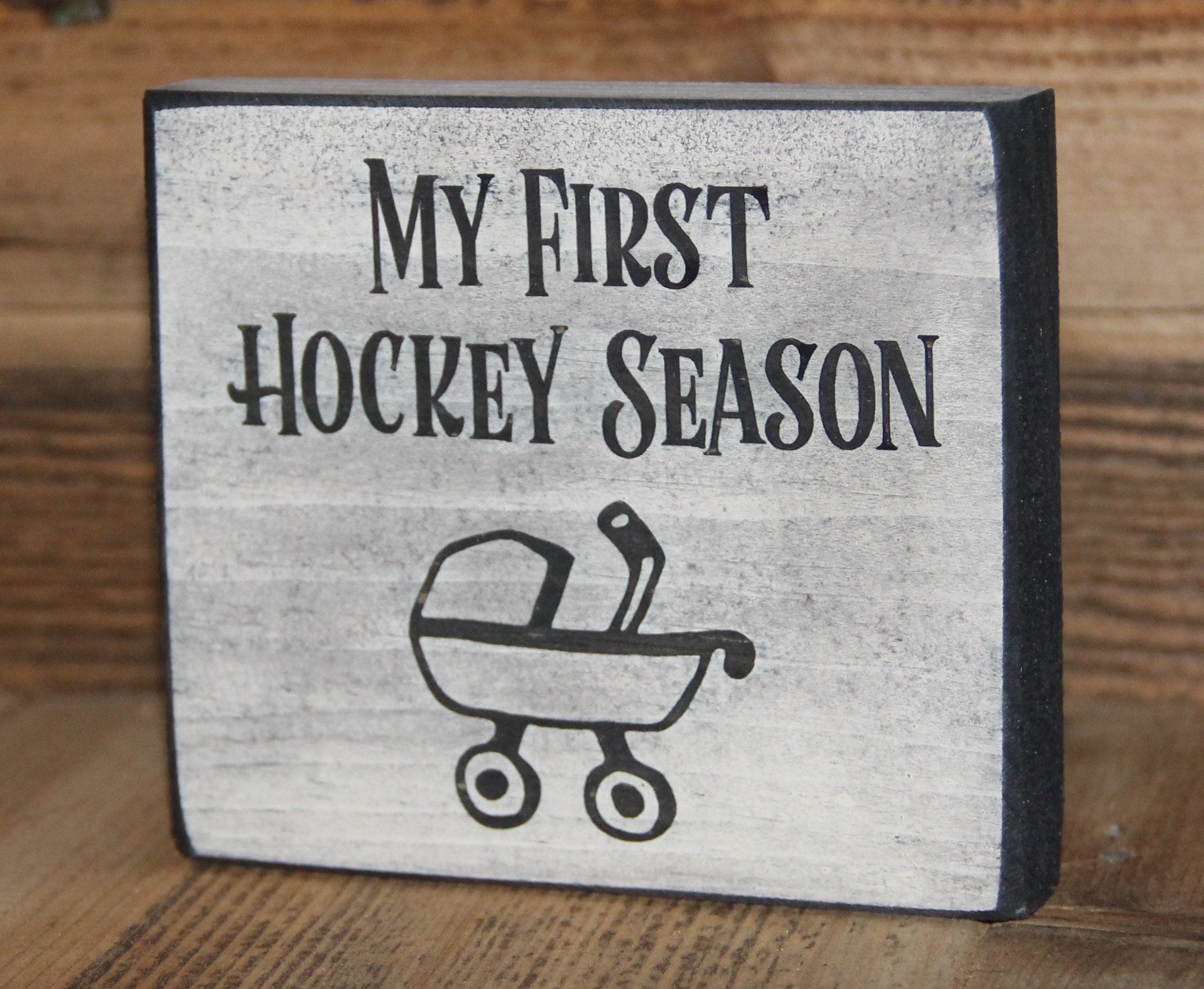 Hockey Baby Sign, Distressed Wood Nursery Decor