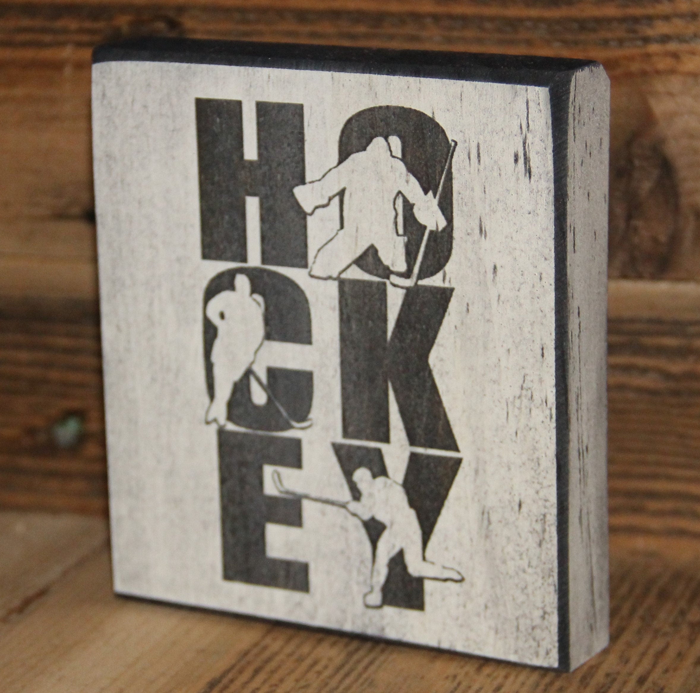 Hockey Baby Sign, Distressed Wood Nursery Decor