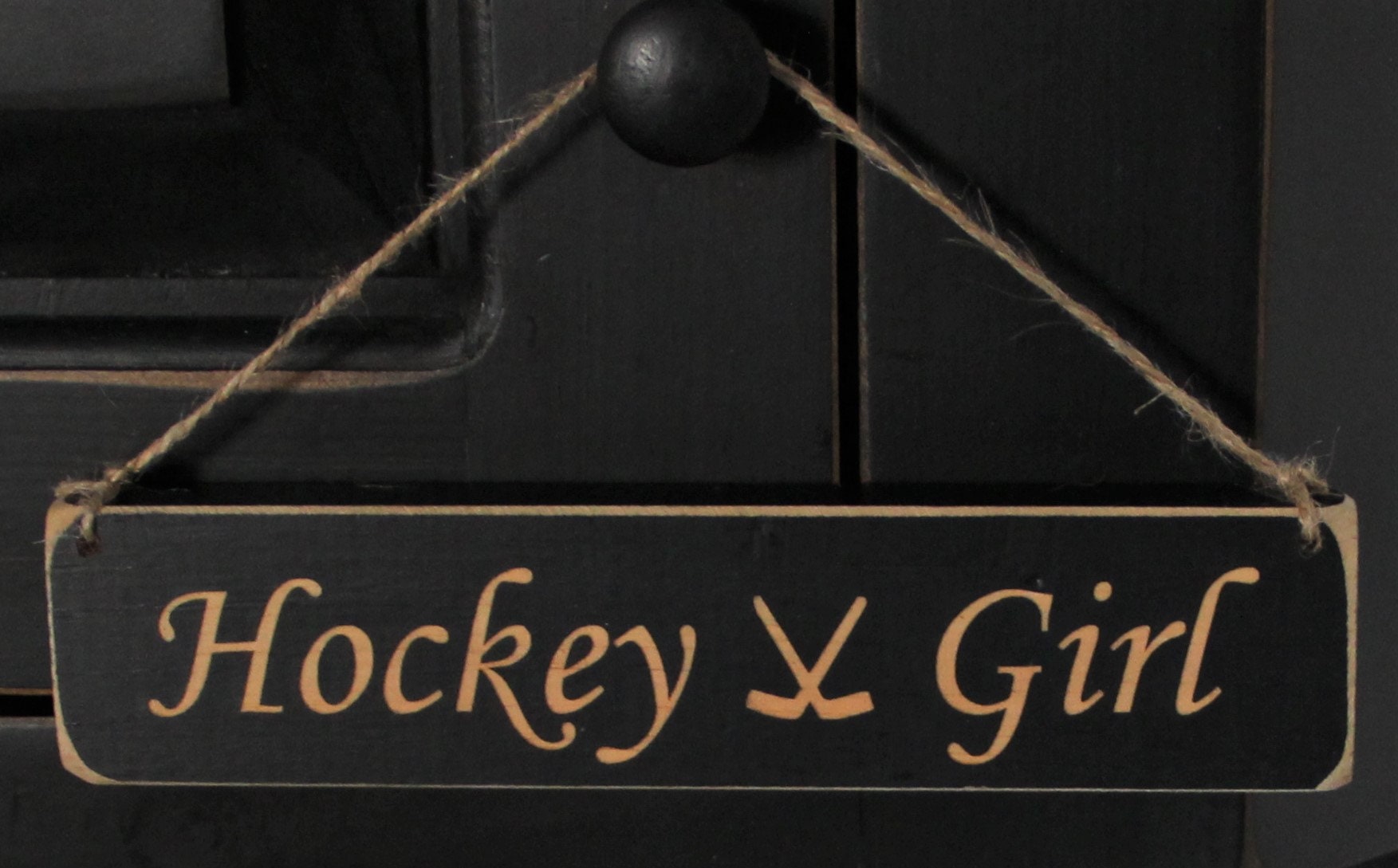 Hockey Girl Wood Sign: Distressed Hockey Bedroom Decor