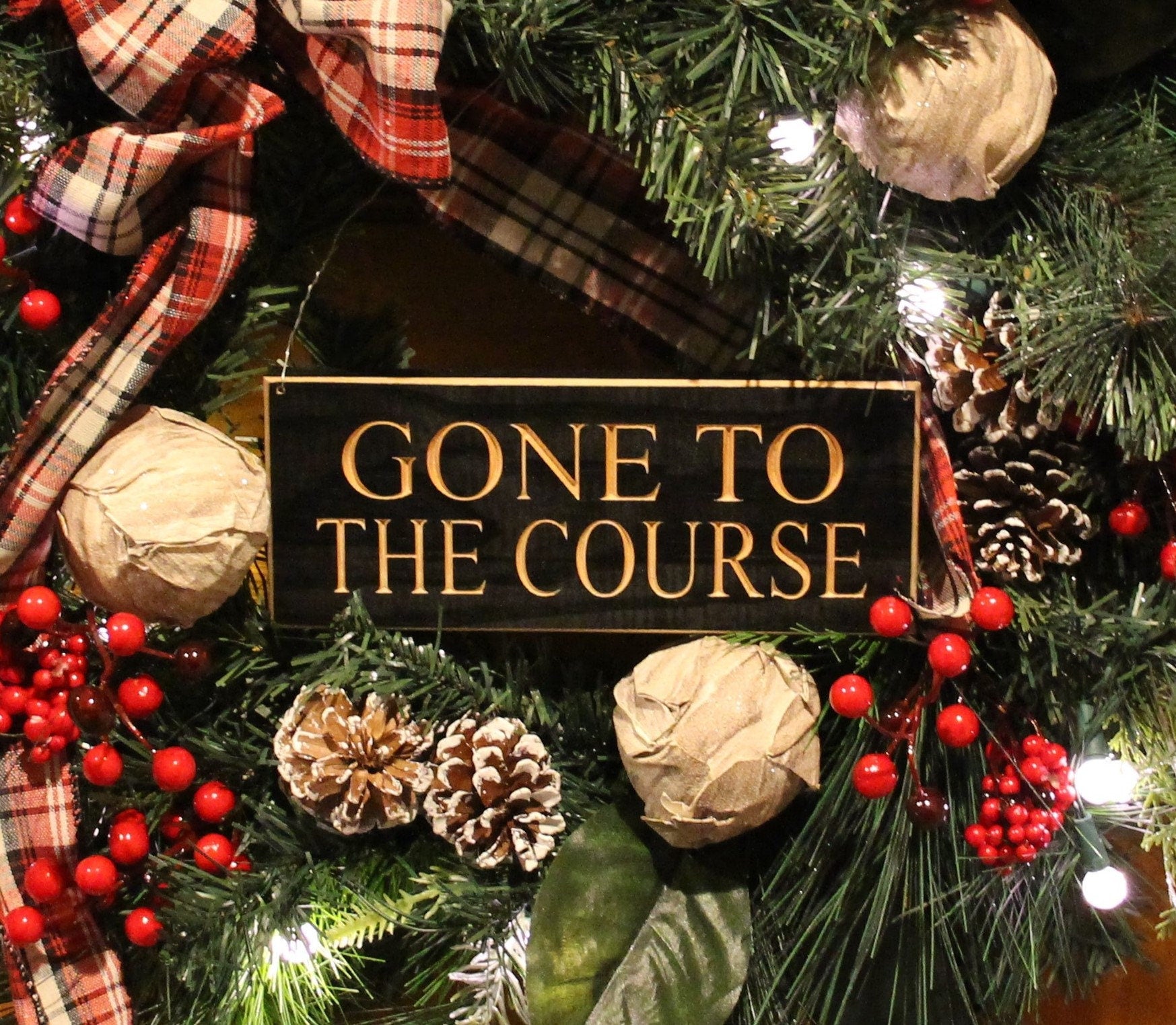 Gone to the Course Golf Sign: Distressed Wood Mancave Decor