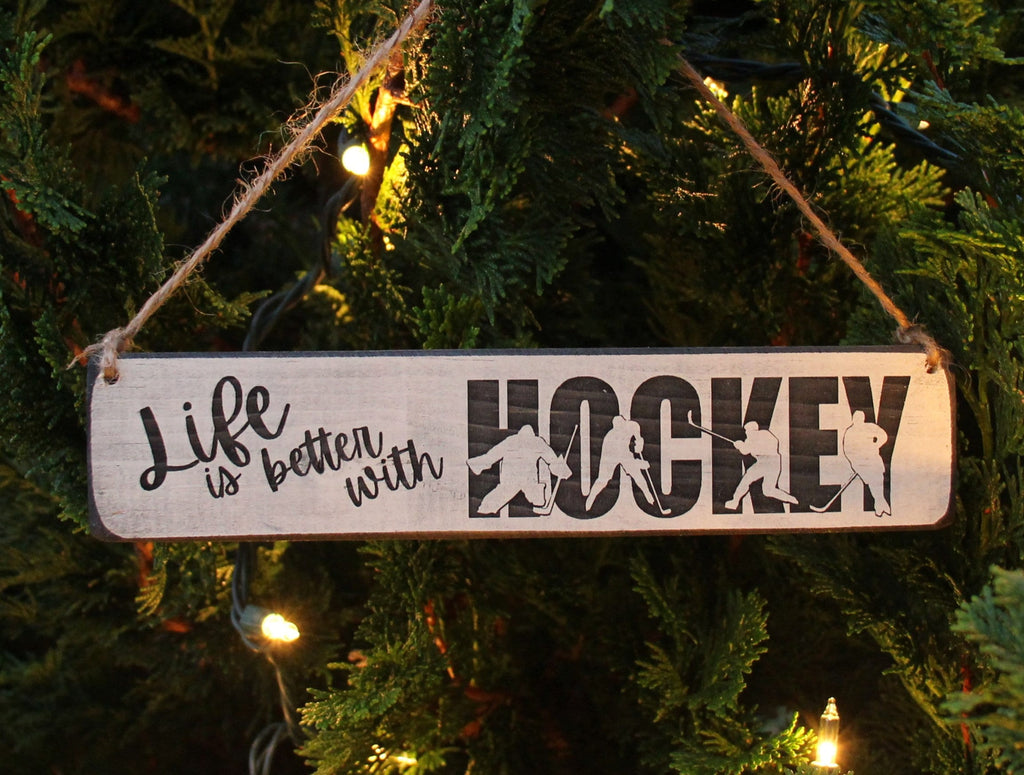 Hockey Ornament, Wood Sign, Hockey Christmas Gift