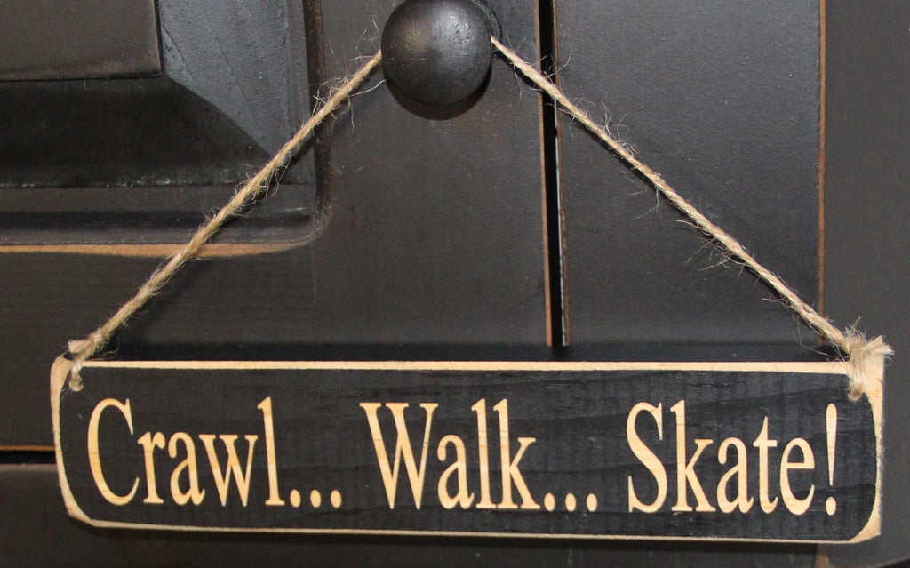 Hockey Nursery Sign: Crawl Walk Skate, Distressed Wood Decor