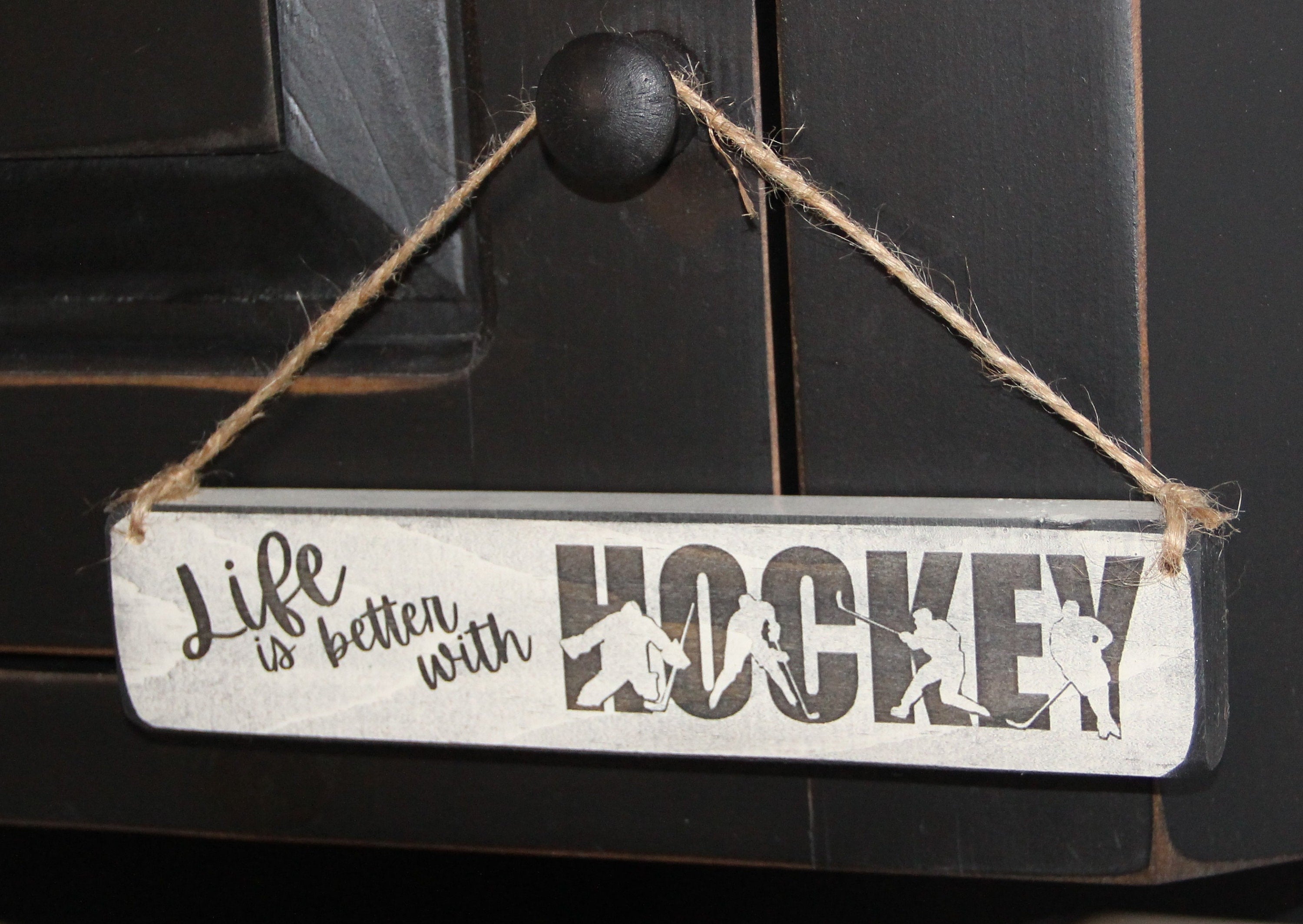Hockey Ornament, Wood Sign, Hockey Christmas Gift