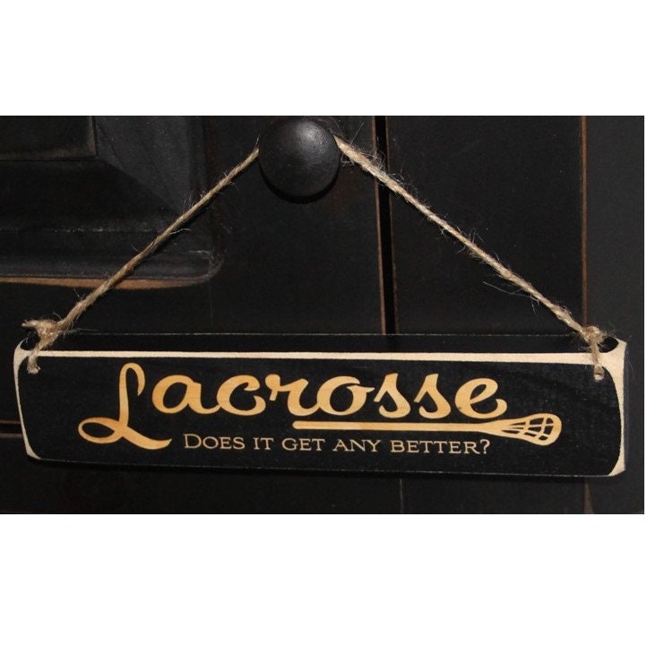 Laser Cut Lacrosse Sign: Black Wood Sports Decor (1.75" x 8")