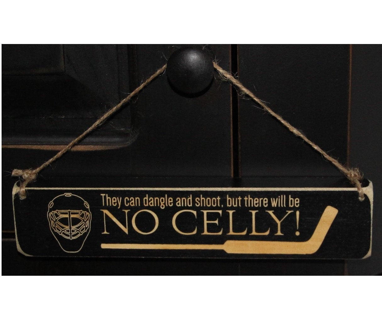Hockey Goalie Ornament: Laser Cut Wood Sign, Gift for Goalies