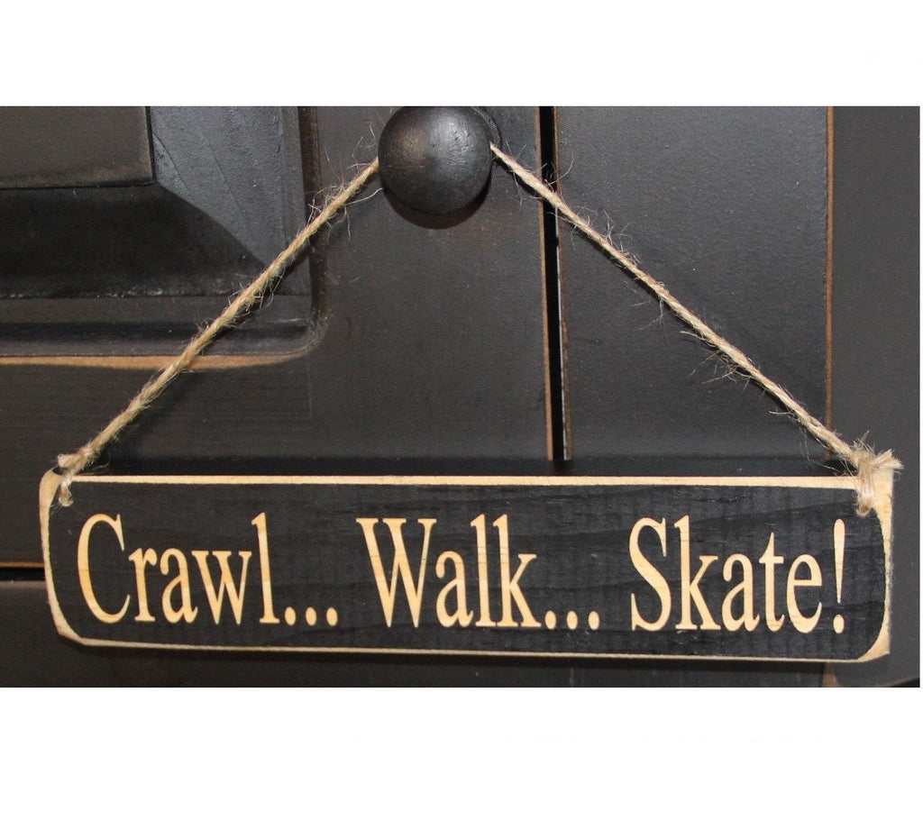 Crawl Walk Skate Hockey Ornament: Laser Cut Wood, Sports Decor