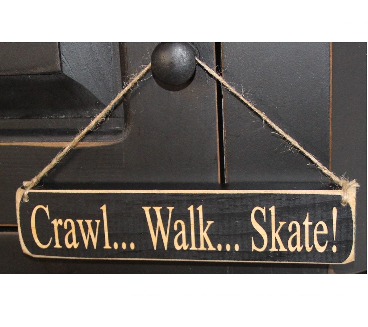 Crawl Walk Skate Hockey Ornament: Laser Cut Wood, Sports Decor
