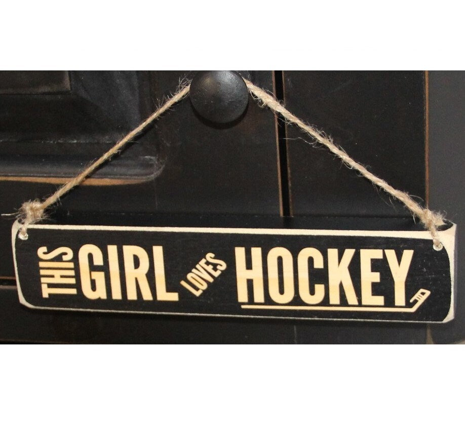 Hockey Girl Ornament, Wood Sign, Girl's Room Decor