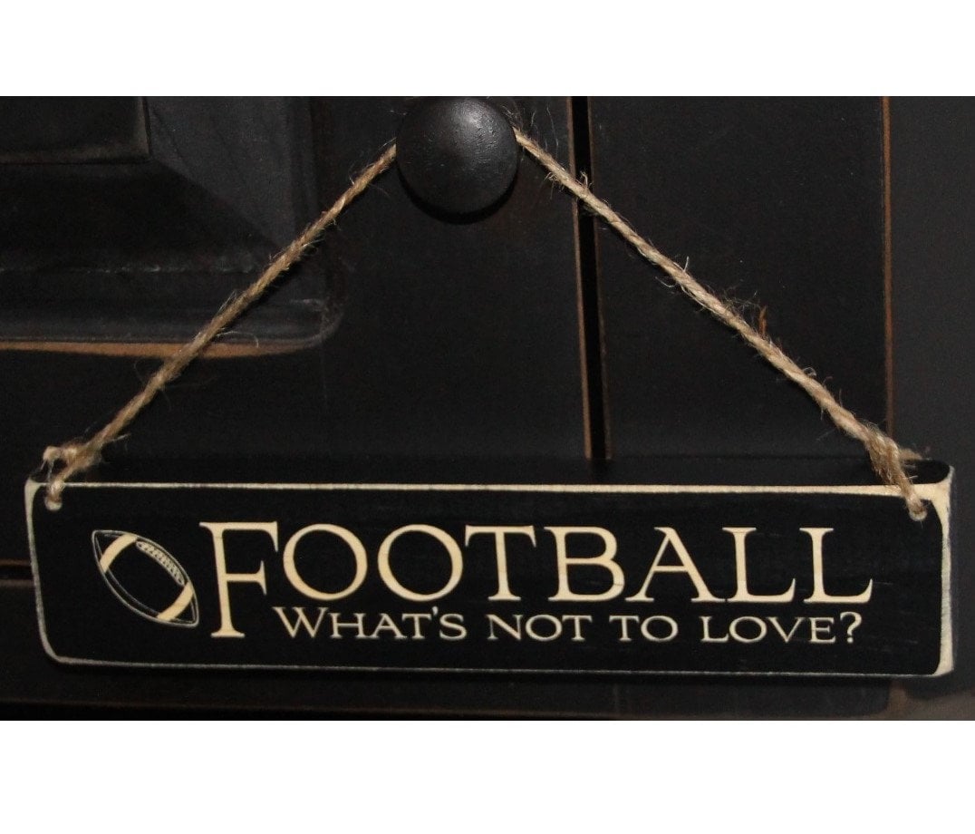 Football Ornament, Distressed Wood Sign, Sports Decor